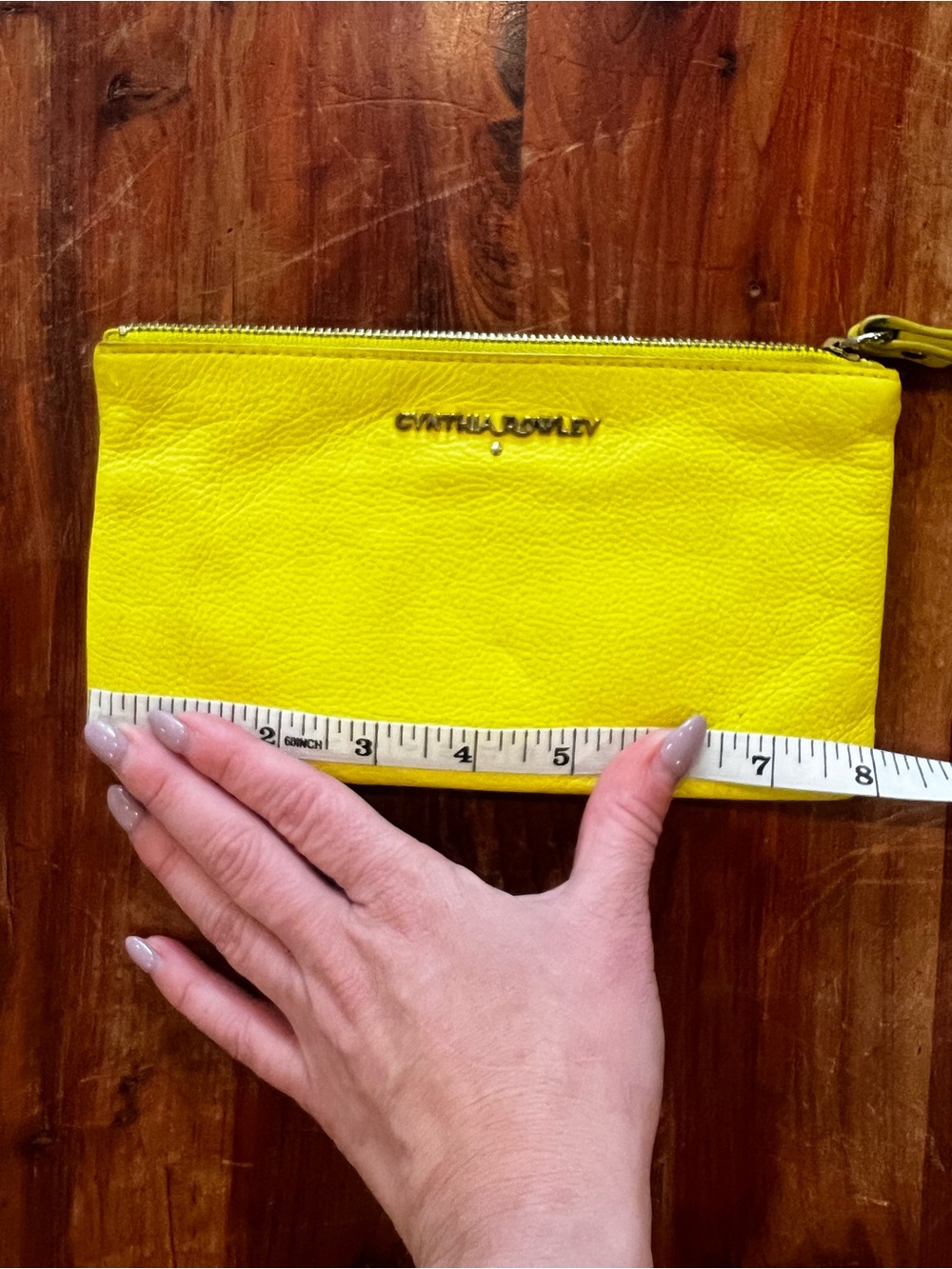 Cynthia Rowley Yellow Leather Wristlet Pouch